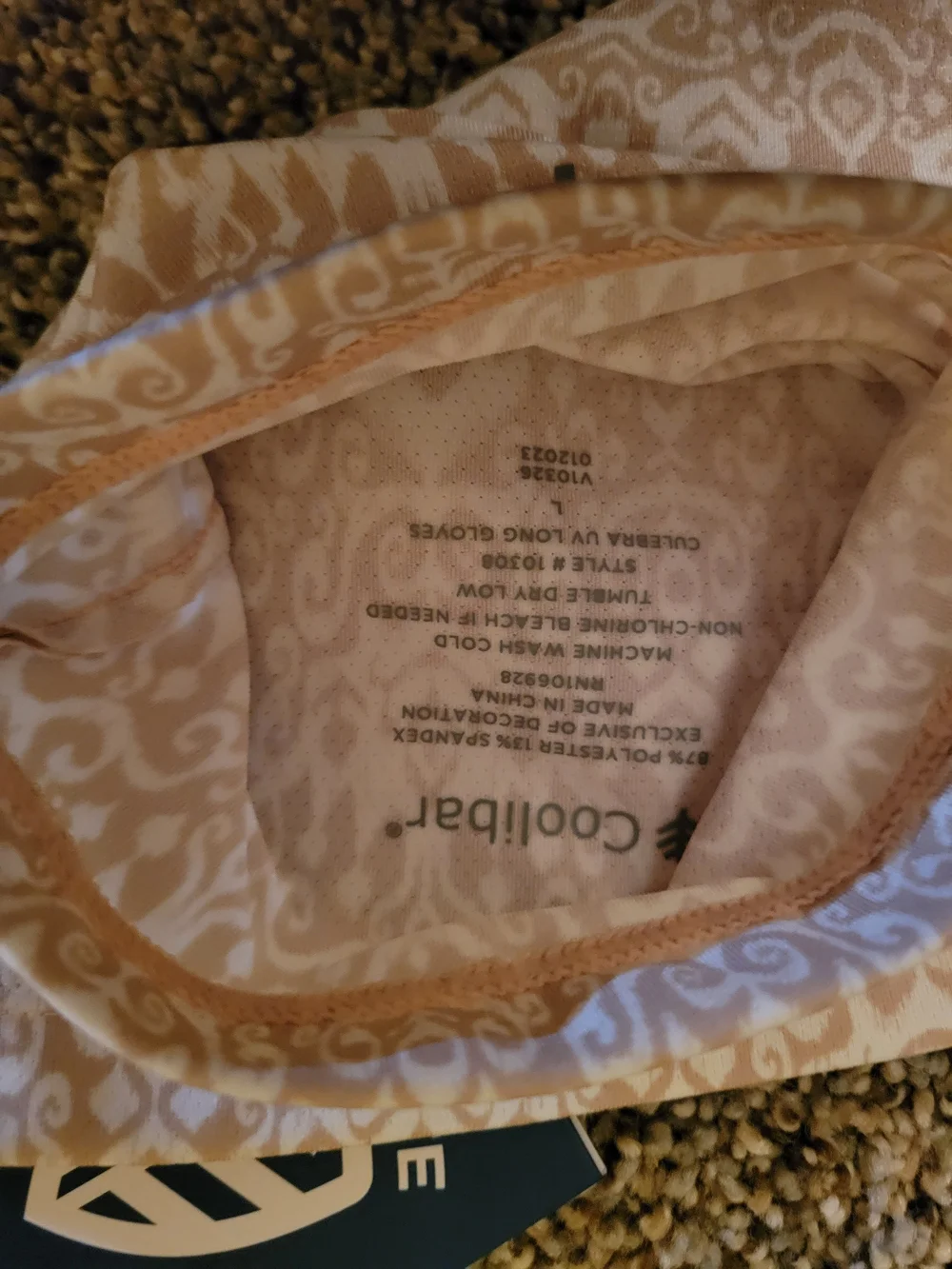 Coolibar Beige Patterned Sun Gloves SPF 50+